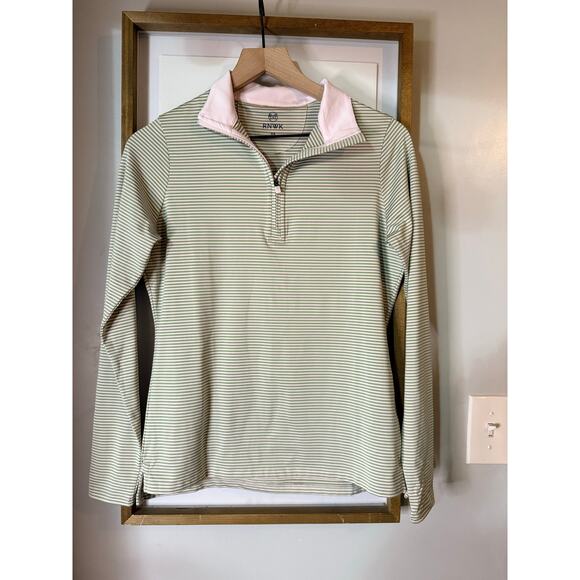 Renwick RNWK Striped 1/4 Zip - Fairway White size xs - Picture 3 of 9
